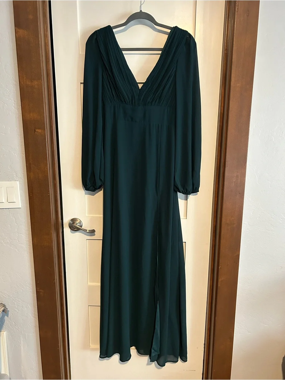 Lulus Marvelous Affair Emerald Green Pleated Lace-Up Maxi Dress Size Large